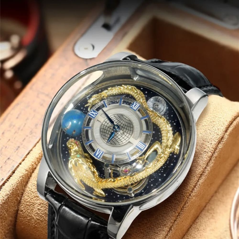 PINDU New Celestial Tourbillon Man Watch: Blue Rose Gold Jacob Co Leather Watch